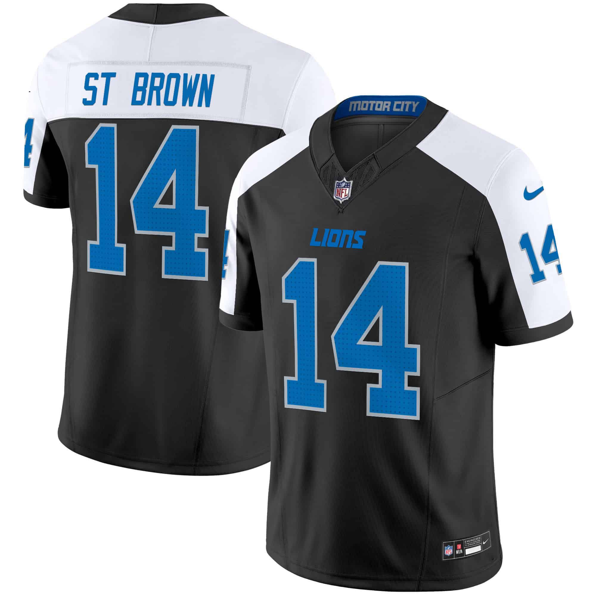 Men Detroit Lions #14 ST Brown Black 2024 Nike Vapor Limited NFL Jersey